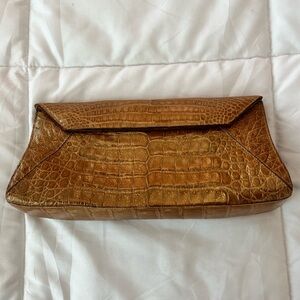 Like New RARE Nancy Gonzalez Tan Crocodile Clutch
